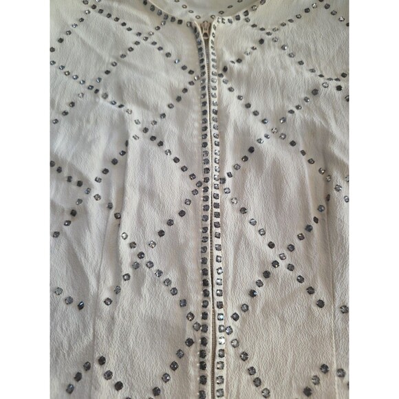 Vintage Original Design Cream Top with Rhinestones Medium to Large - Picture 2 of 9